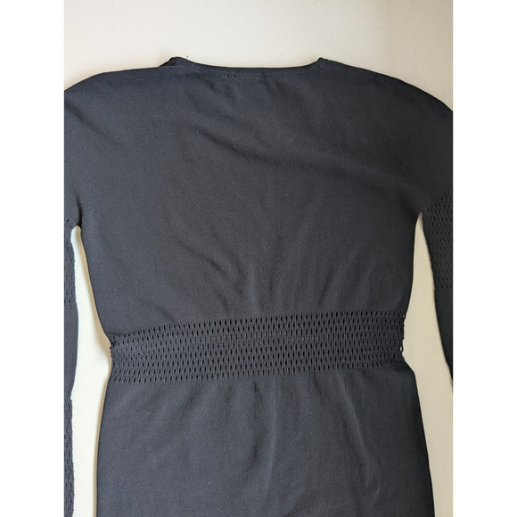 McQ BY ALEXANDER MCQUEEN Long-sleeve Mesh BODY-CON DRESS Sz XS/S Black #FC501 - Picture 8 of 13